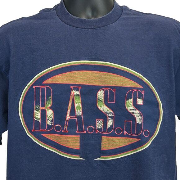 Vintage Bass Anglers Sportsman Society T Shirt Mens Large Fishing Fisherman Blue